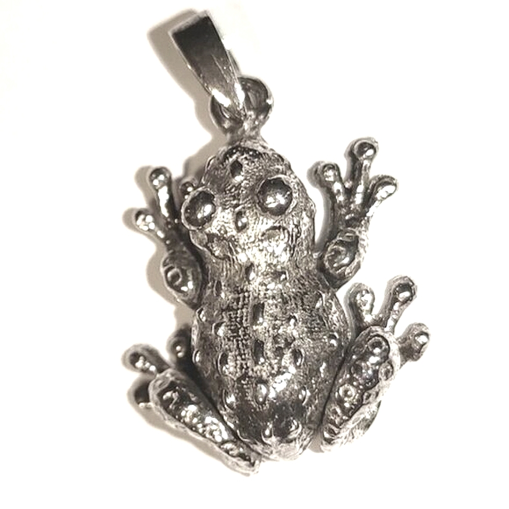Cute Animated Moving Legs Arms Frog Sterling Silver Pendant